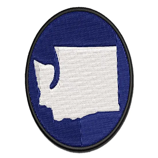 Washington State Silhouette Multi-Color Embroidered Iron-On or Hook & Loop Patch Applique {1}