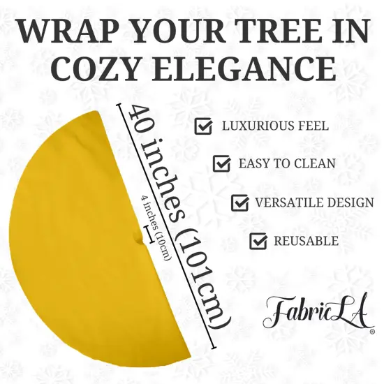 FabricLA 40" Golden Yellow Faux Fur Christmas Tree Skirt - Fluffy Plush Tree Skirt (101cm) for Holiday Decorations {3}