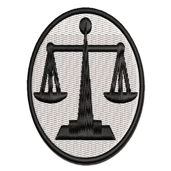 Scales of Justice Legal Lawyer Icon Multi-Color Embroidered Iron-On or Hook & Loop Patch Applique {1}
