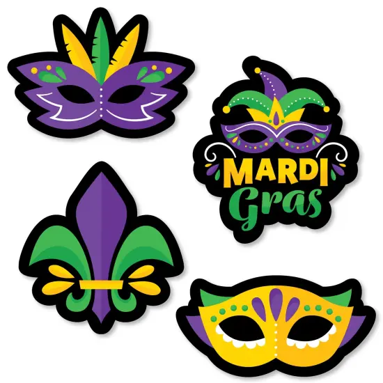 Big Dot of Happiness Colorful Mardi Gras Mask - DIY Shaped Masquerade Party Cut-Outs - 24 Count {1}