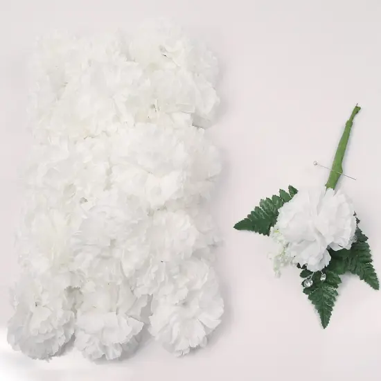 200-Pack: White Carnation Picks, 5" Stems, 3.5" Wide, Floral Home by Artificial Flowers {4}