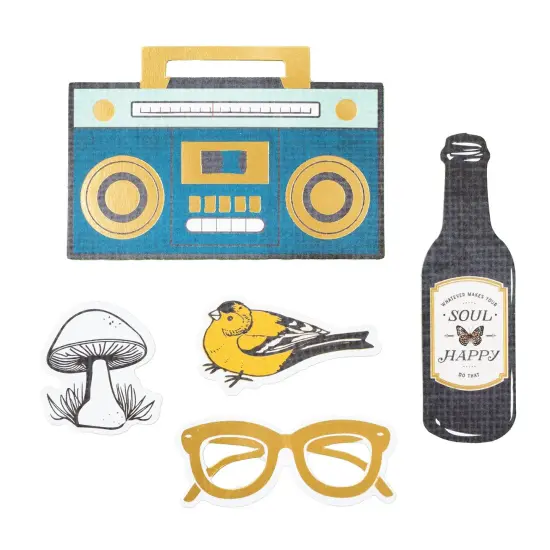 American Crafts Cedar House Ephemera Die-Cuts 72/Pkg-Icons, Gold Foil {6}