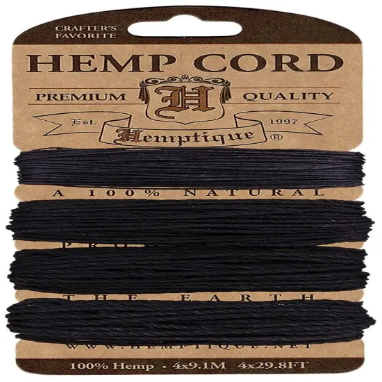 Hemptique Multi-Weight Hemp Cord Card Set 4/Pkg-Black {1}