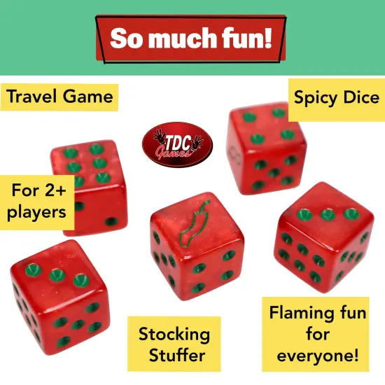 TDC Games Sriracha Dice Game - Flaming Fun for Everyone, Great for Party Favors, Family Games, Stocking Stuffer, Bar Games, Travel Games {3}