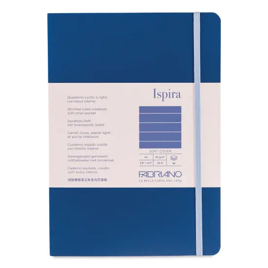 Fabriano Ispira Soft-Cover Notebook - Blue, 5-4/5" x 8-1/4", Ruled {1}
