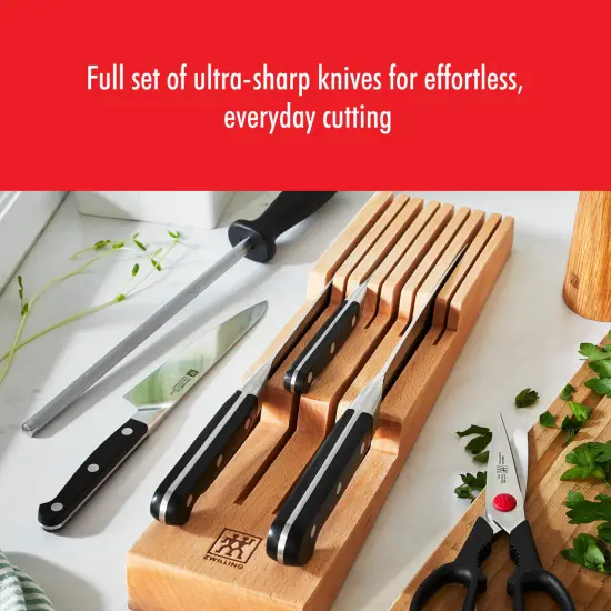 ZWILLING Pro 7-pc Knife Block Set with In-Drawer Knife Tray {3}