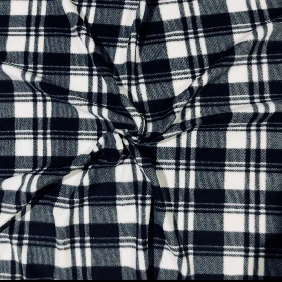 FabricLA | Fleece Fabric By The Yard | 36"X60" Inch Wide | Anti Pill Polar Fleece | Soft, Blanket, Throw, Poncho, Pillow Cover, PJ Pants, Booties, Eye Mask - Plaid Black and White (1 Yard) {1}