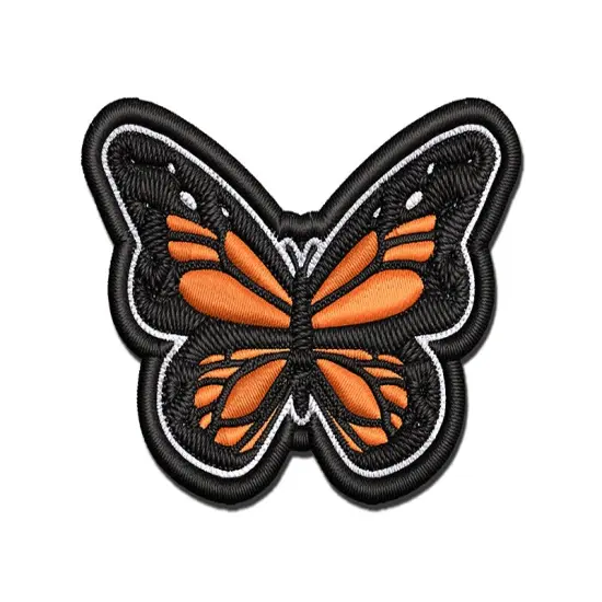 Pretty Monarch Butterfly Multi-Color Embroidered Iron-On or Hook & Loop Patch Applique {1}