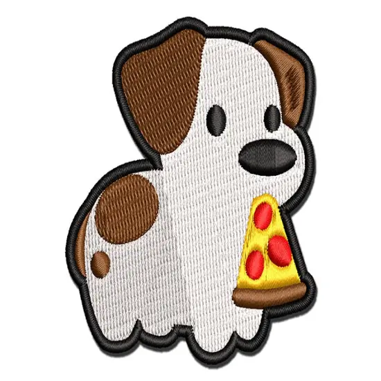 Pizza Jack Russell Terrier Dog Puppy Multi-Color Embroidered Iron-On or Hook & Loop Patch Applique {1}