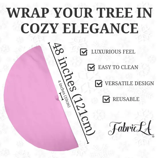 FabricLA 48" Baby Pink Faux Fur Christmas Tree Skirt - Fluffy Plush Tree Skirt (121cm) for Holiday Decorations {3}