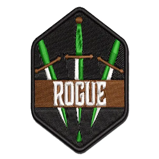 RPG Class Rogue Daggers Games Fantasy Gaming Multi-Color Embroidered Iron-On or Hook & Loop Patch Applique {1}