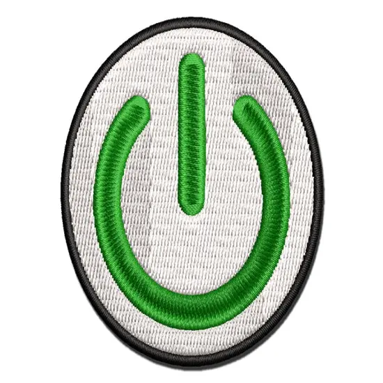 Power Button Symbol On Off Multi-Color Embroidered Iron-On or Hook & Loop Patch Applique {1}