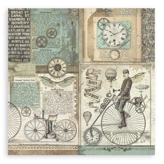 Stamperia Polyester Fabric 12'X12" 4/Pkg-Voyages Fantastiques {3}