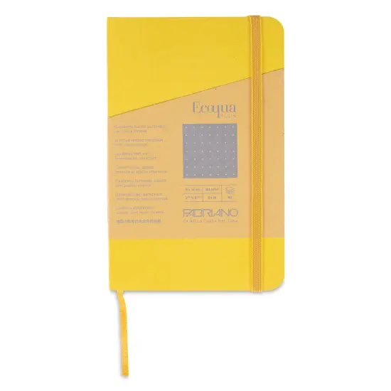Fabriano EcoQua Plus Stitch-Bound Notebook - Yellow, 3-1/2" x 5-1/2", Dot Grid {1}