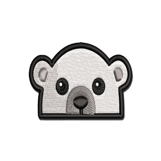 Peeking Polar Bear Multi-Color Embroidered Iron-On or Hook & Loop Patch Applique {1}