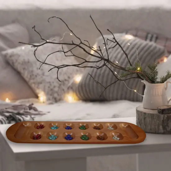 WE GamesSolid Wood Mancala Board Game with Walnut Stain - 22 in. {2}
