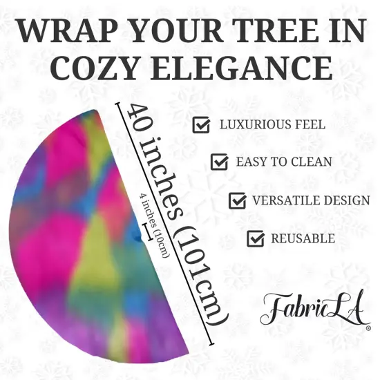 FabricLA 40" Pastel Patch Faux Fur Christmas Tree Skirt - Fluffy Plush Tree Skirt (101cm) for Holiday Decorations {3}