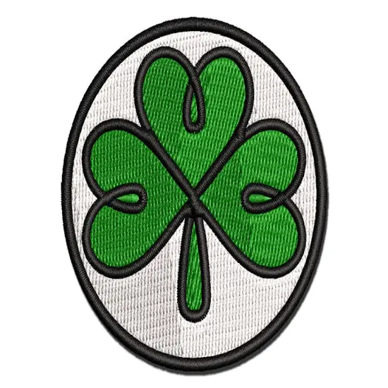 Three Leaf Clover Shamrock Tribal Celtic Knot Multi-Color Embroidered Iron-On or Hook & Loop Patch Applique {1}