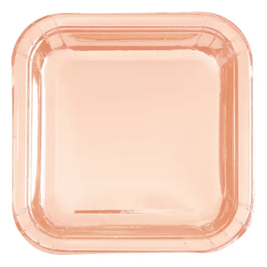 Rose Gold Foil Square 7" Dessert Plates, 8ct {1}
