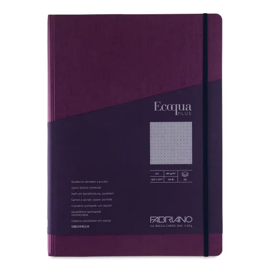 Fabriano Ecoqua Plus Hidden Spiral-Bound Notebook - Wine, 11-7/10" x 8-1/4", Dot Grid {1}