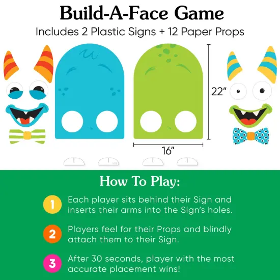 Big Dot of Happiness Monster Bash - Little Monster Birthday or Baby Shower Activity - 2 Player Build-A-Face Party Game {7}