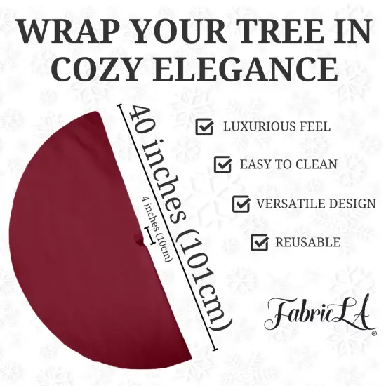 FabricLA 40" Burgundy Faux Fur Christmas Tree Skirt - Fluffy Plush Tree Skirt (101cm) for Holiday Decorations {3}