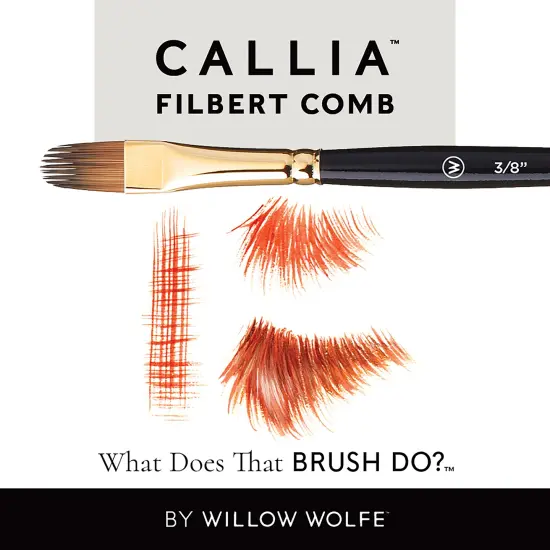 Willow Wolfe Callia Artist Filbert Comb Brush-3/8" {6}