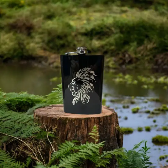 8oz BLACK Lion Flask {4}