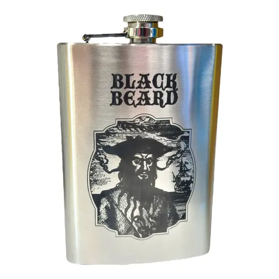 8oz Stainless Steel Black Beard Flask {3}