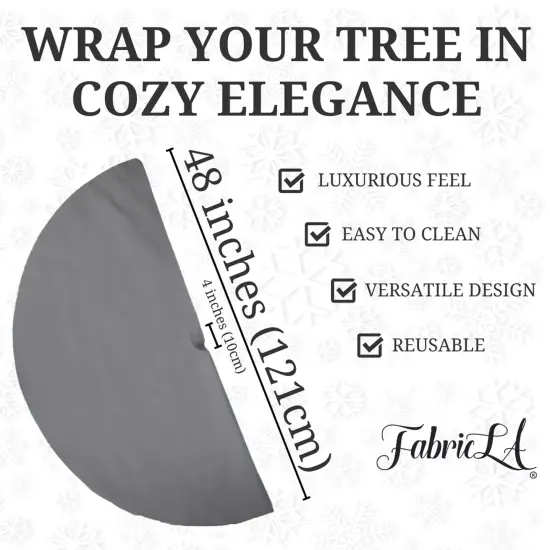 FabricLA 48" Dark Grey Faux Fur Christmas Tree Skirt - Fluffy Plush Tree Skirt (121cm) for Holiday Decorations {3}