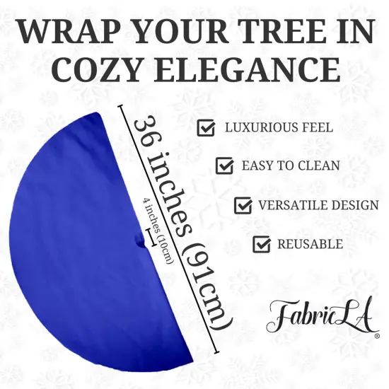 FabricLA 36" Royal Blue Faux Fur Christmas Tree Skirt - Fluffy Plush Tree Skirt (91cm) for Holiday Decorations {3}