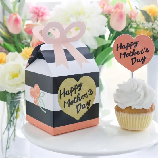 Big Dot of Happiness Best Mom Ever - Square Favor Gift Boxes - Mother's Day Party Bow Boxes - Set of 12 {3}