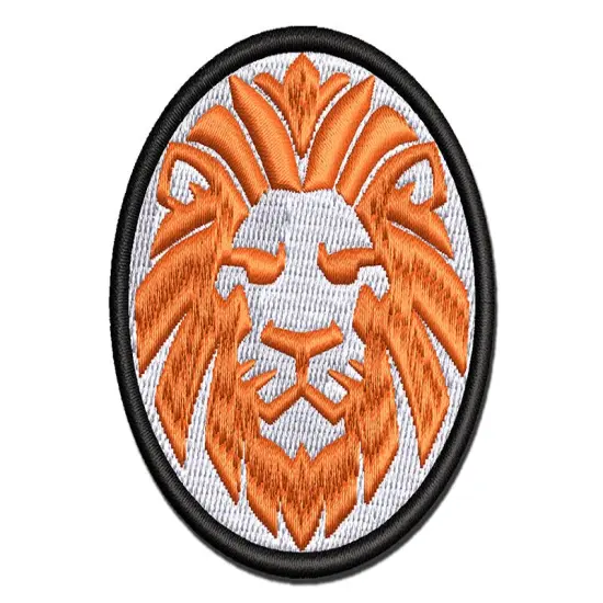 Regal Lion Head Multi-Color Embroidered Iron-On or Hook & Loop Patch Applique {1}