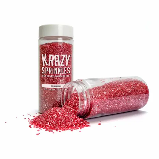Krazy Sprinkles - Red Pearl Sugar Sand (1/2 Cup, 1x Jar) for Cakes, Ice Cream & Cookies {2}