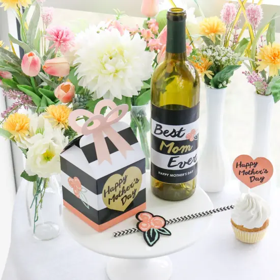 Big Dot of Happiness Best Mom Ever - Mother's Day Gift For Women - Wine Bottle Label Stickers - Set of 4 {3}