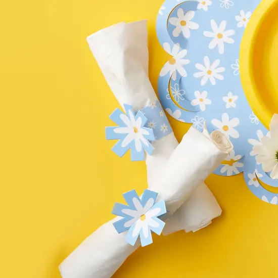 Big Dot of Happiness Blue Daisy Flowers - Floral Party Paper Napkin Holder - Napkin Rings - Set of 24 {3}