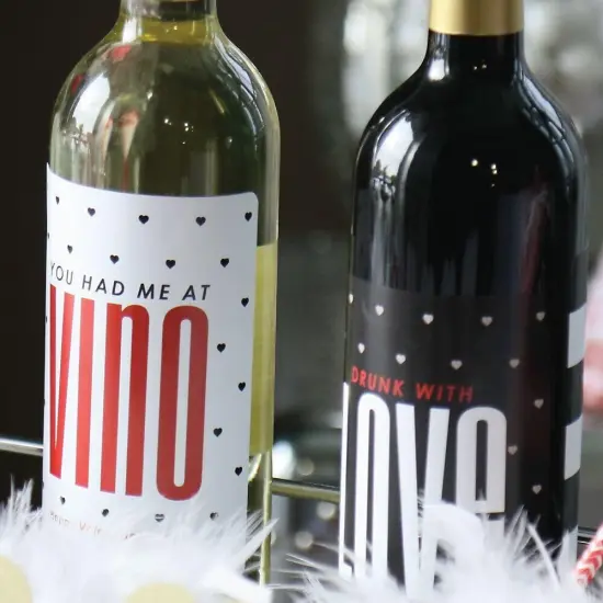 Big Dot of Happiness Valentine's Day Gift for Women and Men - Wine Bottle Label Stickers - Set of 4 {3}