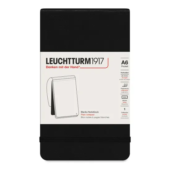 Leuchtturm1917 Pocket Notepad - Black, Blank, 3-1/2" x 6" {1}