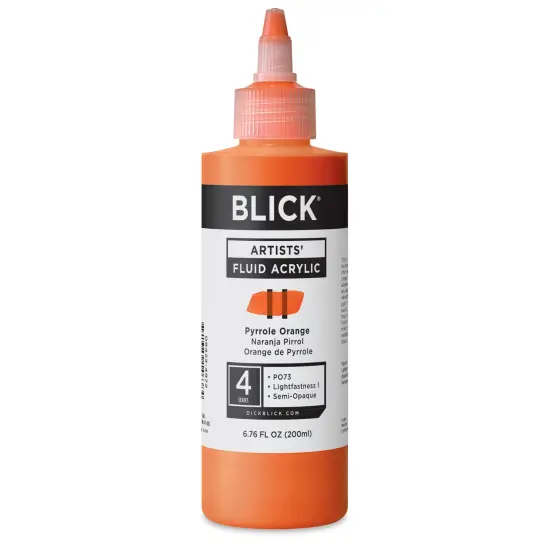 Blick Artists&rsquo; Fluid Acrylic - Pyrrole Orange, 200 ml {1}