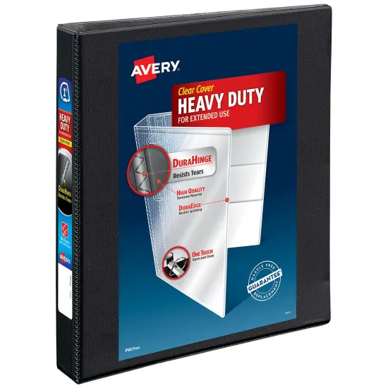 Avery Nonstick Heavy-Duty View 3 Ring Binder, 1" One Touch Slant Rings, 1 Black Binder (05300) {1}
