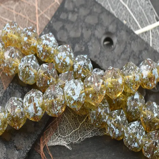 *10* 10mm Turquoise Washed Crystal Picasso Antique Cut Round Beads {3}