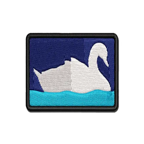 Swan Swimming Solid Multi-Color Embroidered Iron-On or Hook & Loop Patch Applique {1}