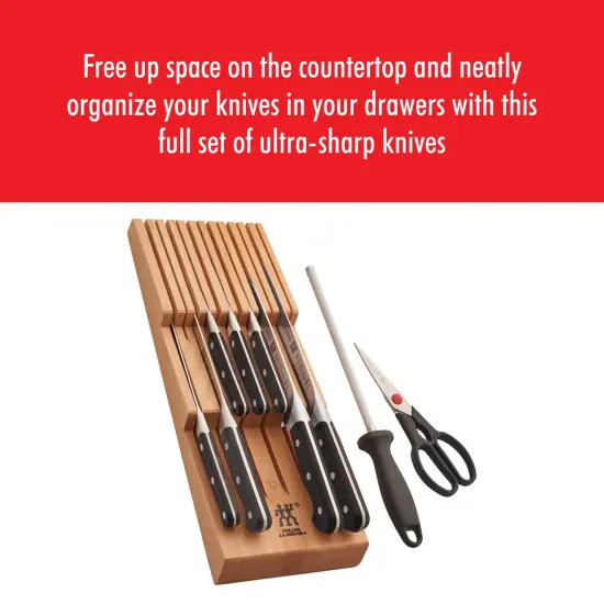 ZWILLING Pro 10-pc Knife Block Set with In-Drawer Knife Tray {3}