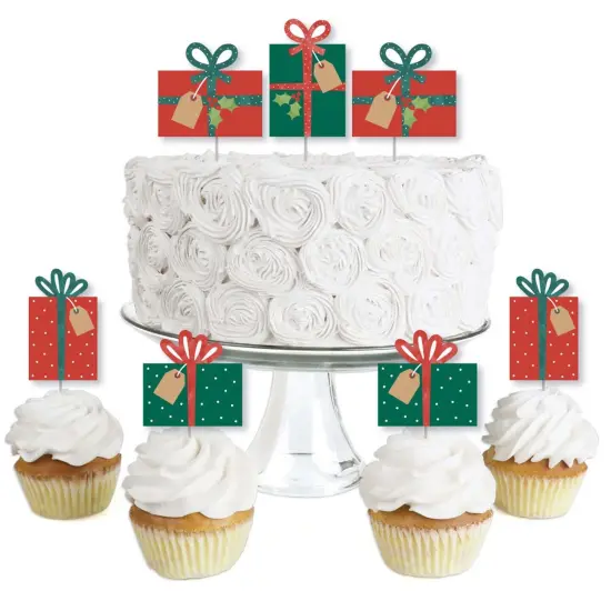 Big Dot of Happiness Happy Holiday Presents - Dessert Cupcake Toppers - Christmas Party Clear Treat Picks - Set of 24 {1}