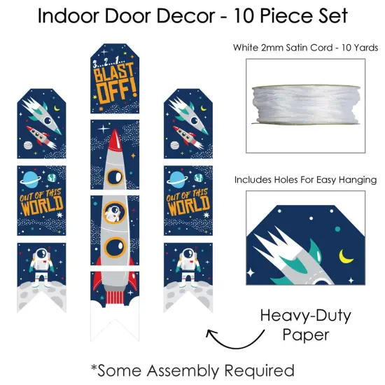 Big Dot of Happiness Blast Off to Outer Space - Hanging Vertical Paper Door Banners - Baby Shower or Birthday Party Wall Decor Kit - Indoor Door Decor {6}