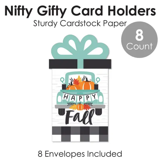 Big Dot of Happiness Happy Fall Truck - Harvest Pumpkin Party Money and Gift Card Sleeves - Nifty Gifty Card Holders - Set of 8 {6}