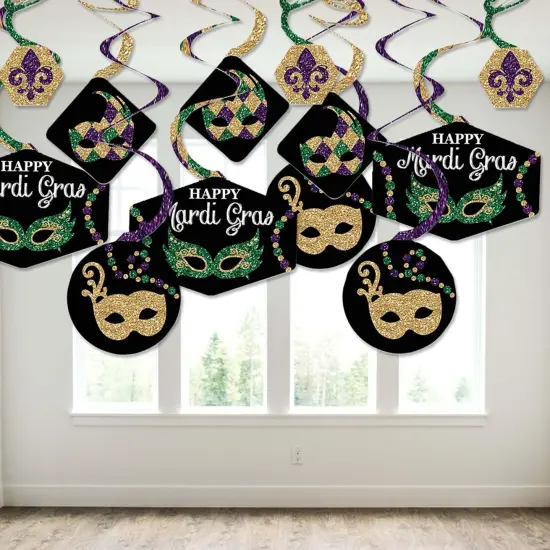 Big Dot of Happiness Mardi Gras - Masquerade Party Hanging Decor - Party Decoration Swirls - Set of 40 {4}