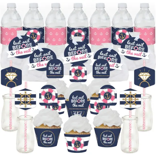 Big Dot of Happiness Last Sail Before The Veil - Nautical Bachelorette and Bridal Shower Favors and Cupcake Kit - Fabulous Favor Party Pack - 100 Pc {1}