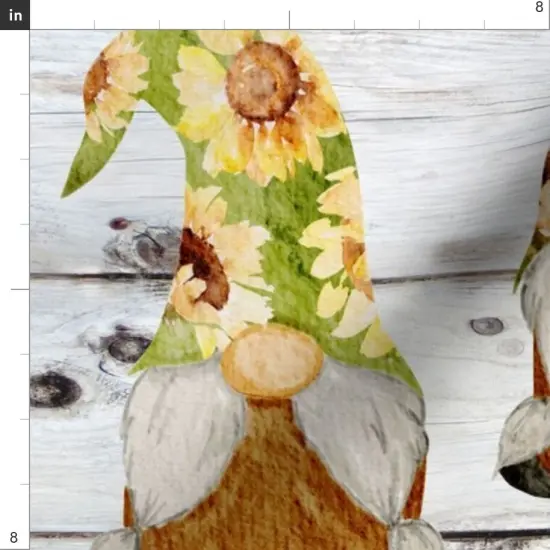 Various Fabrics by the Yard or Fat Quarter Sunflower Gnomes Yellow Home Decor Gnome Watercolor Daisies Sunflowers Custom Printed Fabric by Spoonflower {4}