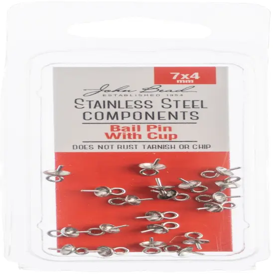John Bead Stainless Steel Bail Pin With Cup 20/Pkg-7x4mm {1}